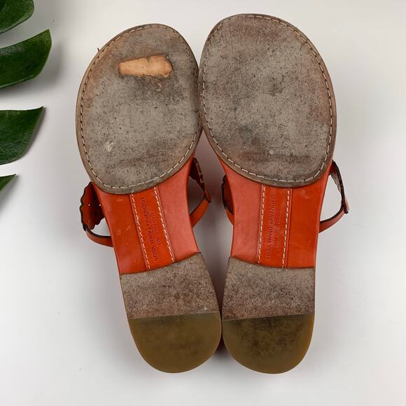 Vera Wang Lavender Sandals Orange Leather Thong Laser Cut Women’s 8.5 - Picture 8 of 9